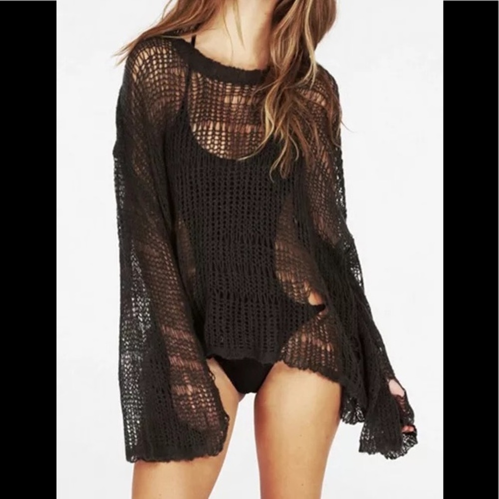 Black Asymmetrical Cotton Knit Relaxed Sweater
